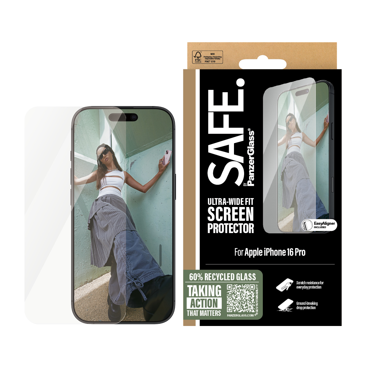 Προστατευτικό γυαλί Safe by PanzerGlass για iPhone 16 Pro – Πλήρης κάλυψη οθόνης και καμπύλων άκρων