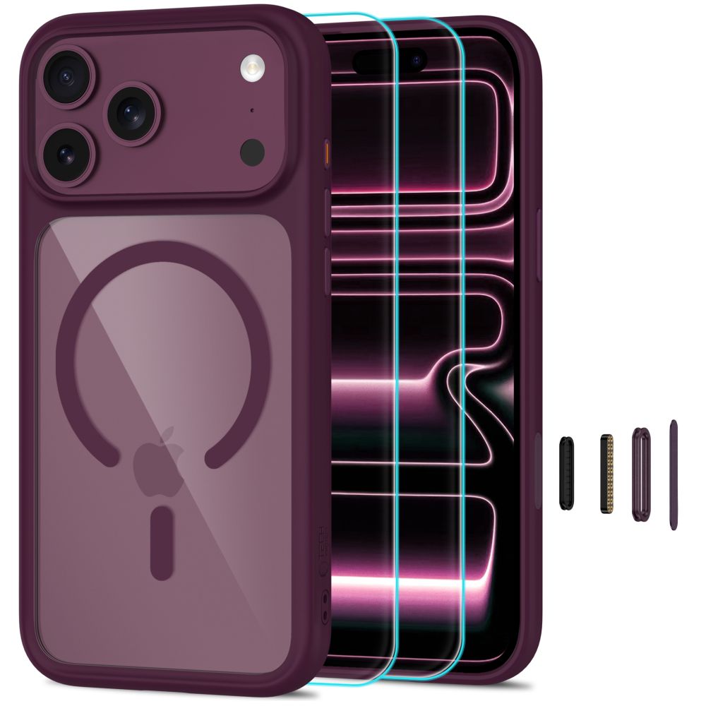 Θήκη Tech Protect MagOne MagSafe CC Dark Cherry Clear για iPhone 17 Pro και iPhone 18 Pro