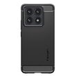 Κοντινό πλάνο carbon fiber design της θήκης Spigen Rugged Armor για Xiaomi 14T Pro
