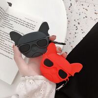 Ανθεκτική θήκη σιλικόνης AirPods 1 / 2 με σχέδιο Bulldog Red για καθημερινή χρήση