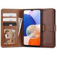 Θήκη Tech Protect Wallet - Καφέ για Xiaomi Redmi 14C / Poco C75 - Εμπρόσθια όψη.