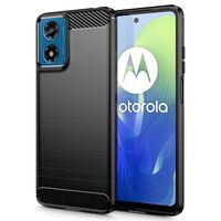 Θήκη Tech Protect Carbon Brushed TPU μαύρη για Motorola Moto E14 - μπροστινή όψη με κομψό carbon φινίρισμα