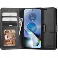 Θήκη Tech Protect Wallet Black για Motorola Moto G54 5G - Εξωτερική όψη με κομψό μαύρο δερματίνη φινίρισμα.