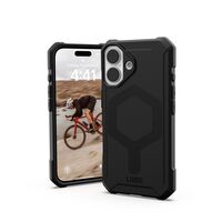 Μπροστινή όψη της θήκης UAG Essential Armor Magsafe Black για iPhone 16, με έμφαση στην κομψή και προστατευτική σχεδίαση.