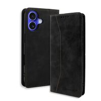 Θήκη Bodycell PU Leather Book iPhone 16 σε μαύρο χρώμα