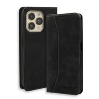 Θήκη Bodycell PU Leather Book iPhone 16 Pro σε μαύρο χρώμα