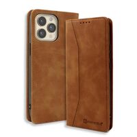 Θήκη Bodycell PU Leather Book iPhone 16 Pro σε καφέ χρώμα