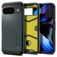 Θήκη Spigen Tough Armor για Google Pixel 9 / 9 Pro - Εμπρόσθια όψη με κομψό μαύρο σχεδιασμό