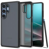 Διάφανη πλάτη της θήκης Spigen Ultra Hybrid με μαύρο ματ περίγραμμα στο Samsung Galaxy S25 Ultra 5G.