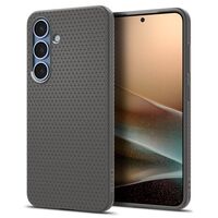 Θήκη Spigen Liquid Air - Marble Grey σε μπροστινή όψη, τοποθετημένη στο Samsung Galaxy S25+ 5G.
