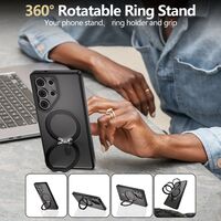 Πίσω όψη της ματ μαύρης θήκης Tech-Protect MagRing που δείχνει τον περιστρεφόμενο δακτύλιο