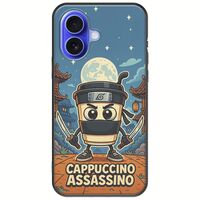 Brainrot - Cappuccino Assasino iPhone 16 Black TPU (Μαύρη Σιλικόνη)