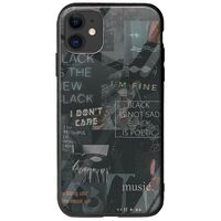 Aesthetic Black iPhone 11 Groove TPU (Tempered Glass και TPU)
