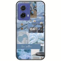 Aesthetic Blue Motorola Moto G85 5G Black TPU (Μαύρη Σιλικόνη)