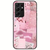 Aesthetic Pink Samsung Galaxy S21 Ultra Black TPU (Μαύρη Σιλικόνη)