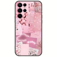 Aesthetic Pink Samsung Galaxy S22 Ultra Black TPU (Μαύρη Σιλικόνη)