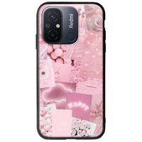 Aesthetic Pink Xiaomi Redmi 12C Groove TPU (Tempered Glass και TPU)