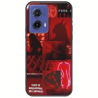 Aesthetic Red Motorola Moto G85 5G Black TPU (Μαύρη Σιλικόνη)