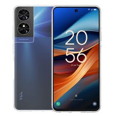 Διάφανη θήκη σιλικόνης για TCL 50 SE με υπερυψωμένο χείλος για προστασία κάμερας και οθόνης.