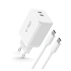 Φορτιστής Tech Protect Fast Charger 2-Port USB-C  PD45W - White