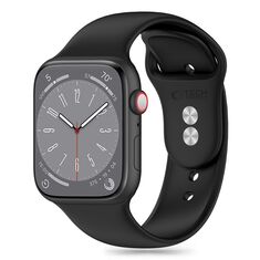 ουράκι Tech Protect Silicone σε μαύρο χρώμα τοποθετημένο σε Apple Watch Ultra.
