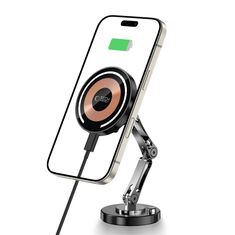 ech-Protect MM15W-V8 με κινητό που φορτίζει ασύρματα μέσω τεχνολογίας MagSafe, σε μαύρο χρώμα.