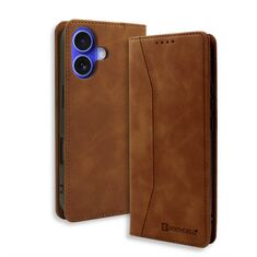 Θήκη Bodycell PU Leather Book iPhone 16 Plus σε καφέ χρώμα