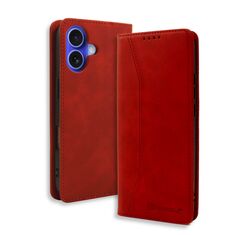 Θήκη Bodycell PU Leather Book iPhone 16 Plus σε κόκκινο χρώμα
