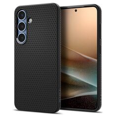 Θήκη Spigen Liquid Air - Matte Black τοποθετημένη στο Samsung Galaxy S25+ 5G, δείχνοντας την αντιολισθητική επιφάνεια.
