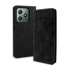 Κοντινή όψη της μαύρης θήκης Bodycell PU Leather Book για Realme C61 / C63 4G.