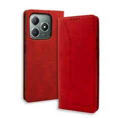 Κοντινή όψη της κόκκινης θήκης Bodycell PU Leather Book για Realme C61 / C63 4G.