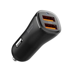 Προβολή του Spigen Essential EV302 Φορτιστή Αυτοκινήτου με δύο θύρες USB-A σε μαύρο χρώμα.
