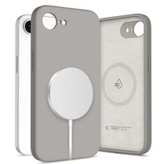 ech Protect Liquid Silicone MagSafe - Stone Grey τοποθετημένη στο iPhone 16e με minimal design.