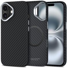 Θήκη Tech Protect iPhone 16 carbon μαύρη ασημί