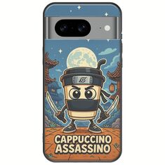 Brainrot - Cappuccino Assasino Google Pixel 8 5G Black TPU (Μαύρη Σιλικόνη)