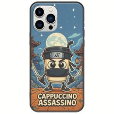 Brainrot - Cappuccino Assasino iPhone 14 Pro Black TPU (Μαύρη Σιλικόνη)