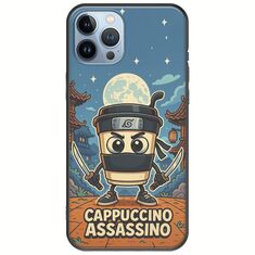 Brainrot - Cappuccino Assasino iPhone 12 Pro Black TPU (Μαύρη Σιλικόνη)
