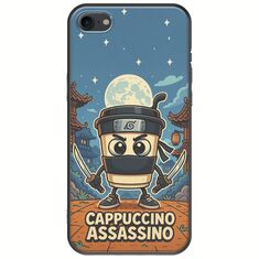 Brainrot - Cappuccino Assasino iPhone 8 Black TPU (Μαύρη Σιλικόνη)