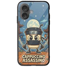Brainrot - Cappuccino Assasino iPhone 16 Plus Groove TPU (Tempered Glass και TPU)
