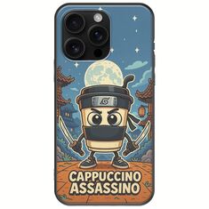 Brainrot - Cappuccino Assasino iPhone 16 Pro Max Black TPU (Μαύρη Σιλικόνη)