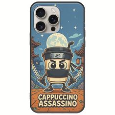 Brainrot - Cappuccino Assasino iPhone 16 Pro Black TPU (Μαύρη Σιλικόνη)