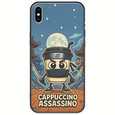 Brainrot - Cappuccino Assasino iPhone X / XS Black TPU (Μαύρη Σιλικόνη)