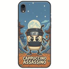 Brainrot - Cappuccino Assasino iPhone XR Black TPU (Μαύρη Σιλικόνη)