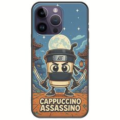 Brainrot - Cappuccino Assasino iPhone 15 Pro Black TPU (Μαύρη Σιλικόνη)
