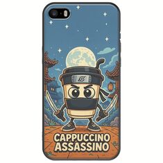 Brainrot - Cappuccino Assasino iPhone 5/5s/SE 2016 Black TPU (Μαύρη Σιλικόνη)