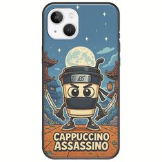 Brainrot - Cappuccino Assasino iPhone 14 Black TPU (Μαύρη Σιλικόνη)