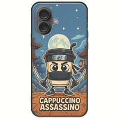 Brainrot - Cappuccino Assasino iPhone 16 Plus Black TPU (Μαύρη Σιλικόνη)