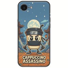 Brainrot - Cappuccino Assasino iPhone 16e Black TPU (Μαύρη Σιλικόνη)