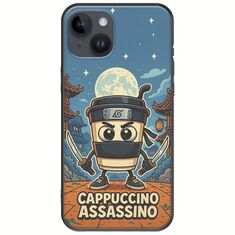 Brainrot - Cappuccino Assasino iPhone 15 Plus Black TPU (Μαύρη Σιλικόνη)