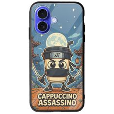 Brainrot - Cappuccino Assasino iPhone 16 Groove TPU (Tempered Glass και TPU)
